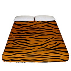 Orange And Black Tiger Stripes Fitted Sheet (california King Size) by PodArtist