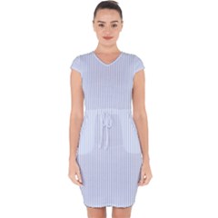 Alice Blue Pinstripe In An English Country Garden Capsleeve Drawstring Dress  by PodArtist
