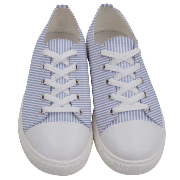 Alice Blue Pinstripe in an English Country Garden Women s Low Top Canvas Sneakers