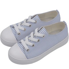 Alice Blue Pinstripe In An English Country Garden Kids  Low Top Canvas Sneakers by PodArtist