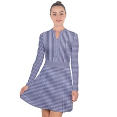 Usa Flag Blue And White Gingham Checked Long Sleeve Panel Dress by PodArtist