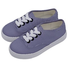 Usa Flag Blue And White Gingham Checked Kids  Classic Low Top Sneakers by PodArtist