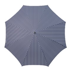Usa Flag Blue And White Stripes Golf Umbrellas by PodArtist