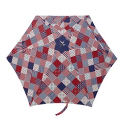 Usa Americana Diagonal Red White & Blue Quilt Mini Folding Umbrellas by PodArtist