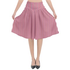 Usa Flag Red And White Stripes Flared Midi Skirt by PodArtist