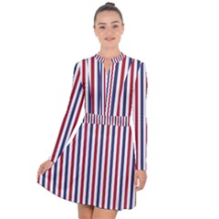 Usa Flag Red White And Flag Blue Wide Stripes Long Sleeve Panel Dress by PodArtist