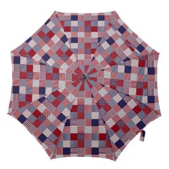 Usa Americana Patchwork Red White & Blue Quilt Hook Handle Umbrellas (large) by PodArtist