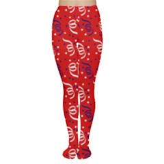 Red White And Blue Usa/uk/france Colored Party Streamers Women s Tights by PodArtist