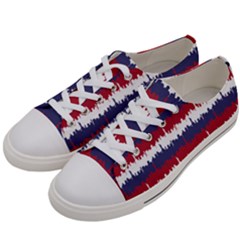 244776512ny Usa Skyline In Red White & Blue Stripes Nyc New York Manhattan Skyline Silhouette Women s Low Top Canvas Sneakers by PodArtist