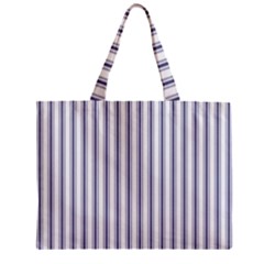 Mattress Ticking Wide Striped Pattern In Usa Flag Blue And White Zipper Mini Tote Bag by PodArtist