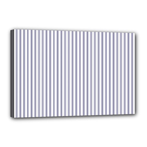 Mattress Ticking Narrow Striped Pattern In Usa Flag Blue And White Canvas 18  X 12  by PodArtist