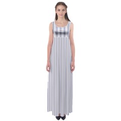 Mattress Ticking Narrow Striped Pattern In Usa Flag Blue And White Empire Waist Maxi Dress by PodArtist