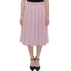 Mattress Ticking Narrow Striped Usa Flag Red And White Folding Skater Skirt by PodArtist