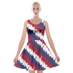 Ny Usa Candy Cane Skyline In Red White & Blue Velvet Skater Dress by PodArtist