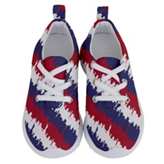 Ny Usa Candy Cane Skyline In Red White & Blue Running Shoes by PodArtist
