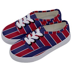 Large Red White And Blue Usa Memorial Day Holiday Vertical Cabana Stripes Kids  Classic Low Top Sneakers by PodArtist