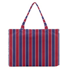 Large Red White And Blue Usa Memorial Day Holiday Pinstripe Zipper Medium Tote Bag by PodArtist