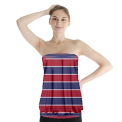 Large Red White And Blue Usa Memorial Day Holiday Pinstripe Strapless Top by PodArtist