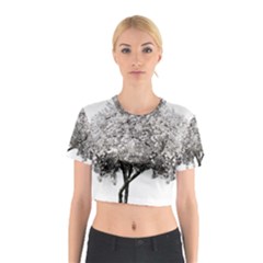 Nature Tree Blossom Bloom Cherry Cotton Crop Top by Sapixe
