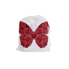 Butterfly Red Fractal Art Nature Drawstring Pouches (medium) 
