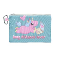Long Distance Lover - Cute Unicorn Canvas Cosmetic Bag (large) by Valentinaart