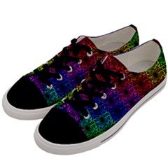 Rainbow Grid Form Abstract Men s Low Top Canvas Sneakers by Sapixe