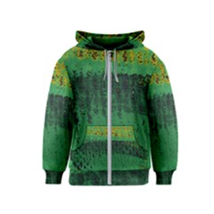 Green Fabric Textile Macro Detail Kids  Zipper Hoodie by Sapixe
