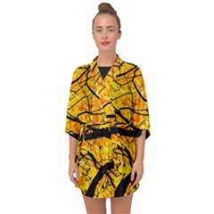 Golden Vein Half Sleeve Chiffon Kimono by FunnyCow