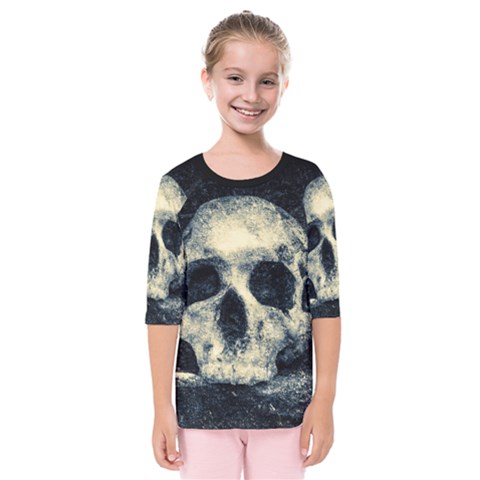 Skull Kids  Quarter Sleeve Raglan Tee by FunnyCow