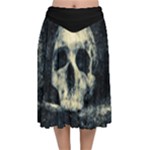 Skull Velvet Flared Midi Skirt