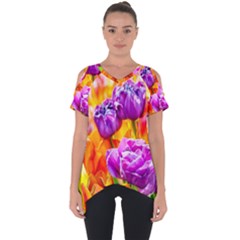 Tulip Flowers Cut Out Side Drop Tee by FunnyCow
