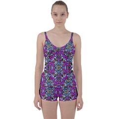 Multicolored Floral Collage Pattern 7200 Tie Front Two Piece Tankini by dflcprints