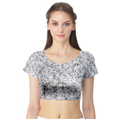 Willow Foliage Abstract Short Sleeve Crop Top