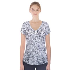 Willow Foliage Abstract Short Sleeve Front Detail Top by FunnyCow
