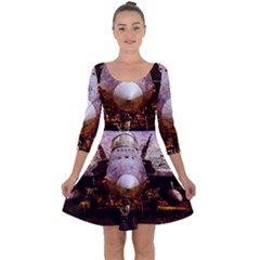 The Art Of Military Aircraft Quarter Sleeve Skater Dress by FunnyCow