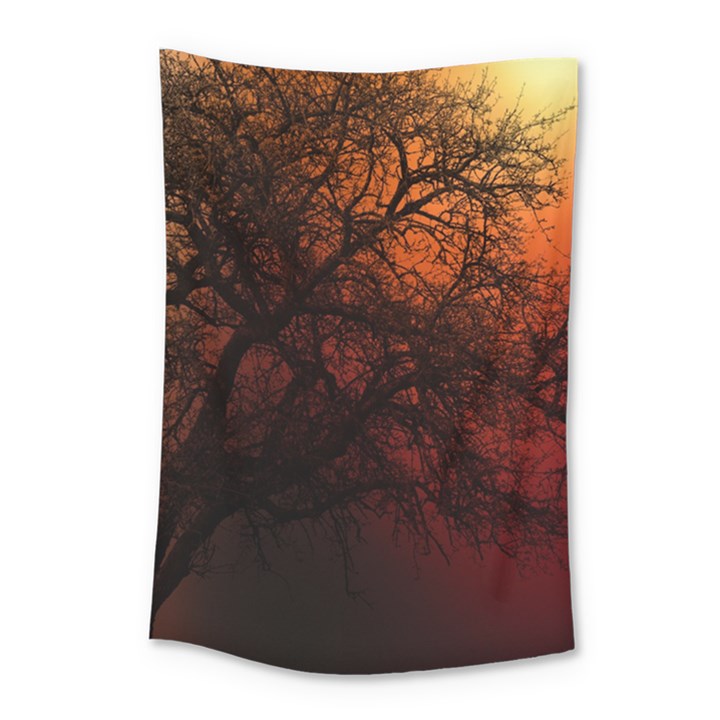 Sunset Silhouette Winter Tree Small Tapestry