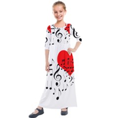 Singing Heart Kids  Quarter Sleeve Maxi Dress by FunnyCow