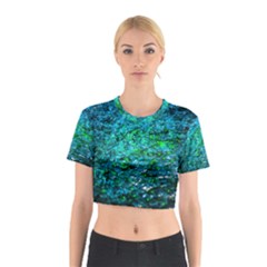Water Color Green Cotton Crop Top by FunnyCow