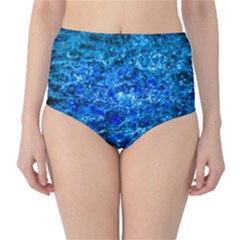 Water Color Navy Blue Classic High-waist Bikini Bottoms by FunnyCow