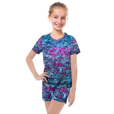 Water Color Violet Kids  Mesh Tee And Shorts Set by FunnyCow