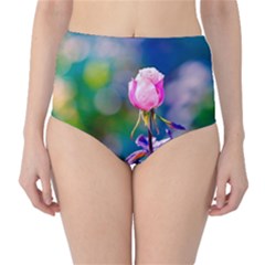 Pink Rose Flower Classic High-waist Bikini Bottoms by FunnyCow