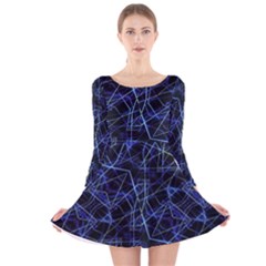 Galaxy Linear Pattern Long Sleeve Velvet Skater Dress by dflcprints