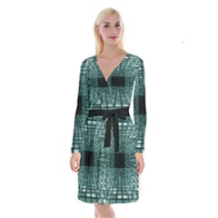 Abstract Perspective Background Long Sleeve Velvet Front Wrap Dress