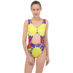 Embroidery Dab Color Spray Center Cut Out Swimsuit by Nexatart