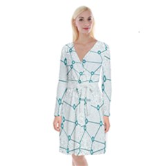 Network Social Abstract Long Sleeve Velvet Front Wrap Dress