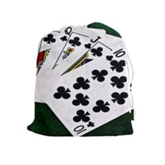 Poker Hands   Royal Flush Clubs Drawstring Pouches (extra Large) by FunnyCow