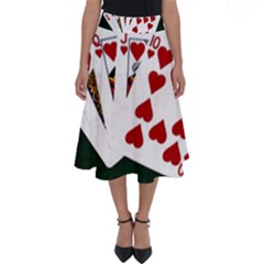 Poker Hands   Royal Flush Hearts Perfect Length Midi Skirt by FunnyCow