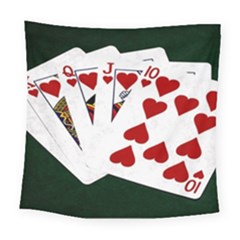 Poker Hands   Royal Flush Hearts Square Tapestry (large) by FunnyCow