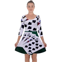 Poker Hands   Royal Flush Spades Quarter Sleeve Skater Dress by FunnyCow