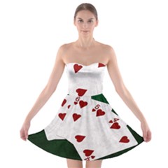 Poker Hands Straight Flush Hearts Strapless Bra Top Dress by FunnyCow